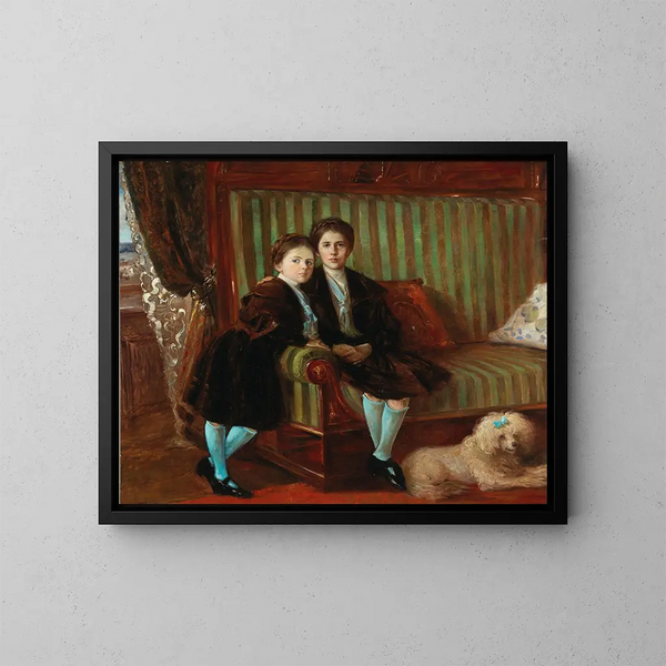 Broers en zussen - Wilhelm Trübner — ingelijst kunstwerk aan de muur
