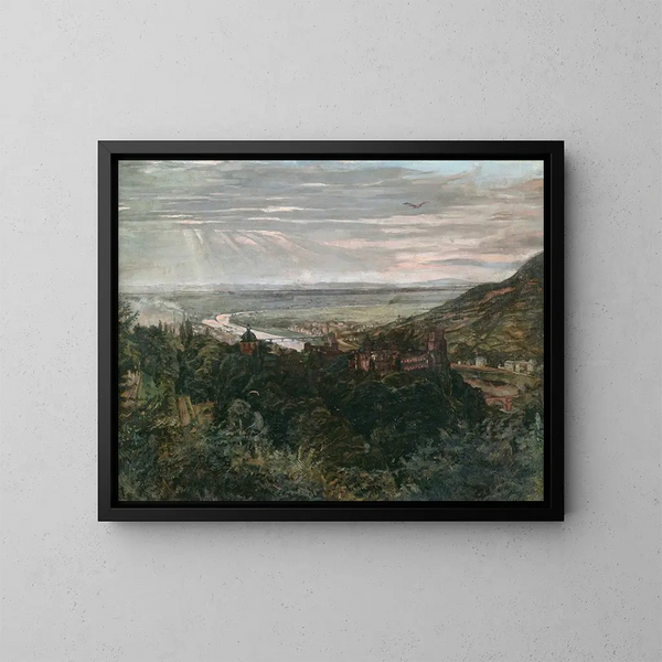 Uitzicht op Heidelberg - Wilhelm Trübner — ingelijst kunstwerk aan de muur