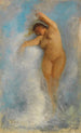 Female Nude Painting in the Foam of an Oceanid Wave - Wilhelm Trübner — artwork view