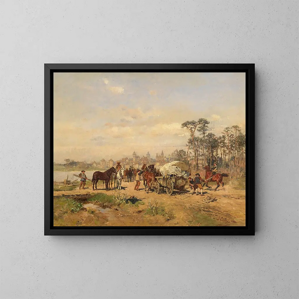 Wegversperring naar Rothenburg - Wilhelm Velten — ingelijst kunstwerk aan de muur