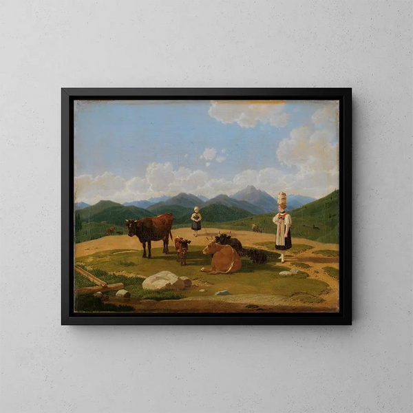 Op de bergweide - Wilhelm von Kobell — ingelijst kunstwerk aan de muur
