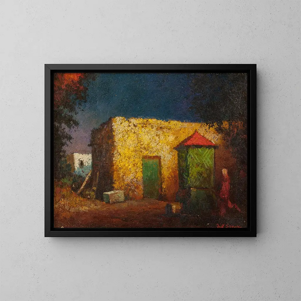 Binnenplaats met waterput, New Mexico - Will Sparks — ingelijst kunstwerk aan de muur