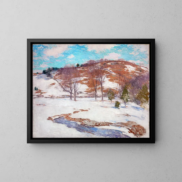 Sneeuw in de voorgebergten - Willard Leroy Metcalf — ingelijst kunstwerk aan de muur