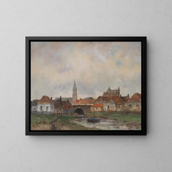 van het bovenste sluizencomplex in Steenbergen - Willem Cornelis Rip — ingelijst kunstwerk aan de muur