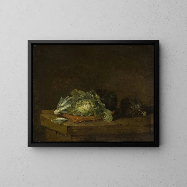 Choux sur une table - Willem Kalf — ingelijst kunstwerk aan de muur