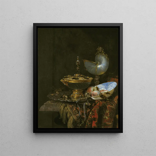 Willem Kalf - Pronk Still Life With Holbein Bowl Nautilus Cup Glass Goblet And Fruit Dish.webp