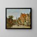 van een zonnige straat met een verre toren - Willem Koekkoek — ingelijst kunstwerk aan de muur