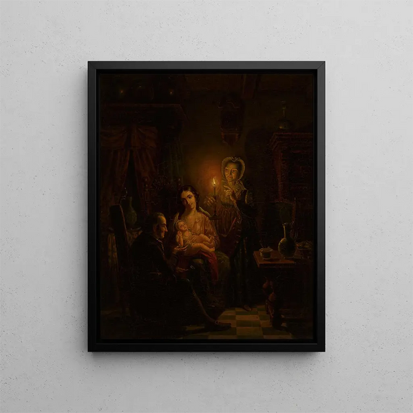 Willem Thans - Family scene indoors by candlelight.webp