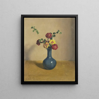 Willem Witsen - Afrikaantjes in een blauw vaasje.webp