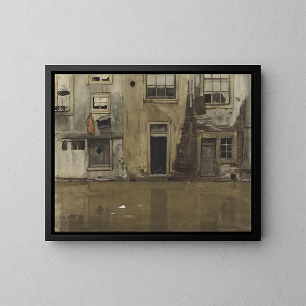Huizen aan de rand van een kanaal - Willem Witsen — ingelijst kunstwerk aan de muur