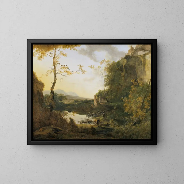 Landschap met zwembad - Willem de Heusch — ingelijst kunstwerk aan de muur