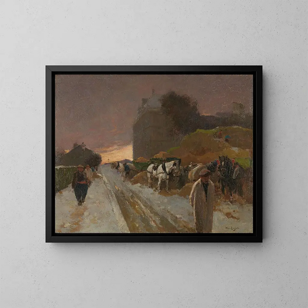 van Rue à Montmartre, Parijs in de winter - Willem de Zwart — ingelijst kunstwerk aan de muur