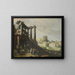 Landschapsschilderij met uitzicht op het Campo Vaccino in Rome - Willem van Nieulandt de Jonge — ingelijst kunstwerk aan de muur