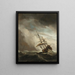 Een schip op volle zee gevangen in een windvlaag - Willem van de Velde de Jonge — ingelijst kunstwerk aan de muur