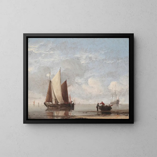Rustig water - Willem van de Velde de Jonge — ingelijst kunstwerk aan de muur