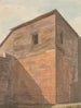 Coin d'un bâtiment en pierre et en bois avec inscription sur le mur - Willey Reveley — weergave van het kunstwerk