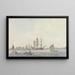 The Hindostan at anchor in the Miatau Strait from the city of Tenchoofou at the entrance to the Gulf of Beijing - William Alexander — framed artwork on a wall