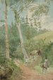 Allée van bananenbomen, boekhouder, nachtwaker en hutman met vaten water - William Berryman — weergave van het kunstwerk