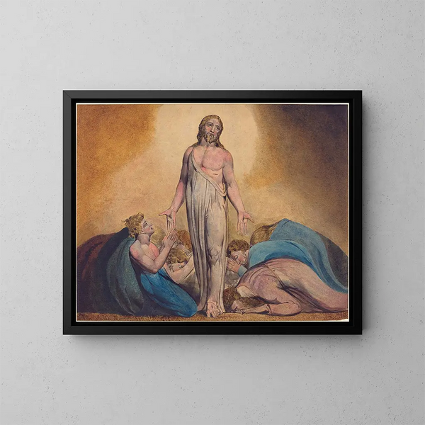 Het Christus verschijnen aan zijn discipelen na de opstanding - William Blake — ingelijst kunstwerk aan de muur