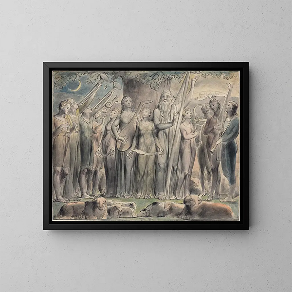 Job en zijn familie hersteld in voorspoed - William Blake — ingelijst kunstwerk aan de muur