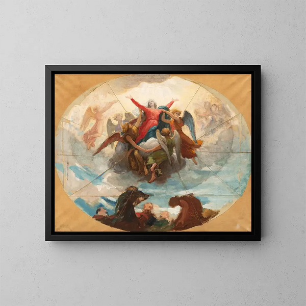 Studie voor het plafond van de kapel van de Maagd van La Rochelle - William Bouguereau — ingelijst kunstwerk aan de muur