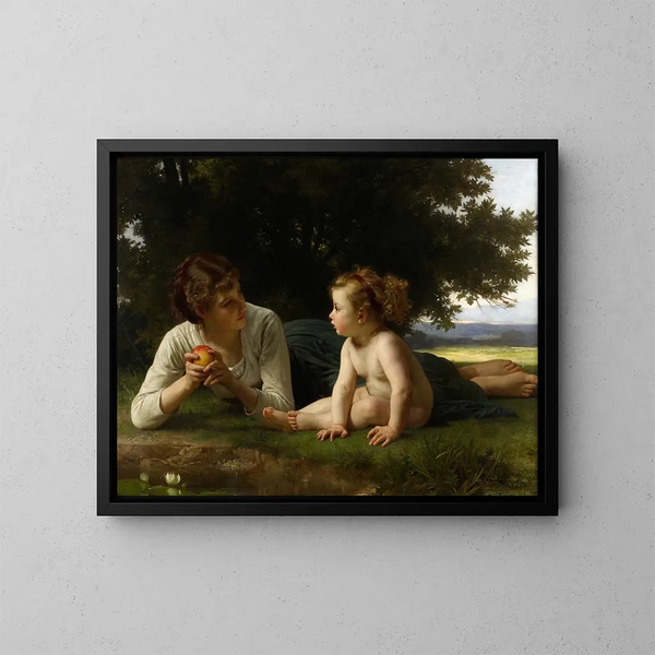 Tentatie - William Bouguereau — ingelijst kunstwerk aan de muur