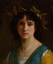 Hoofd van een Italiaanse Meisje met een Laureaankroon - William Bouguereau — weergave van het kunstwerk