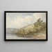 Landschapschilderij met een heuvelachtig landschap, een meer en een boot met twee figuren - William Callow — ingelijst kunstwerk aan de muur
