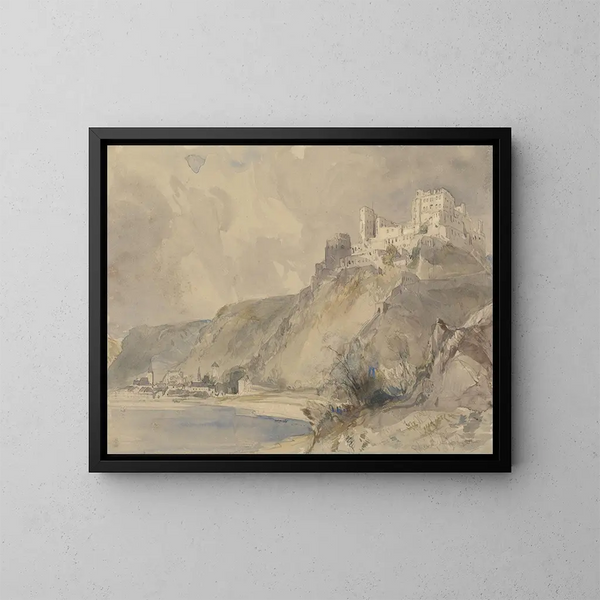 Rheinfels en Saint-Goar - William Callow — ingelijst kunstwerk aan de muur