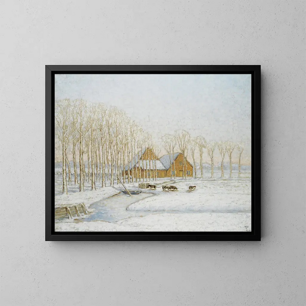 Landschapschilderij Winterlandschap - William Degouve de Nuncques — ingelijst kunstwerk aan de muur