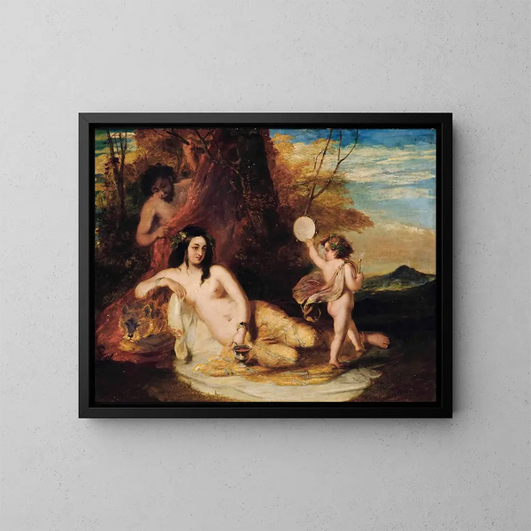Satyr die een nimf liggend bespioneert - William Etty — ingelijst kunstwerk aan de muur