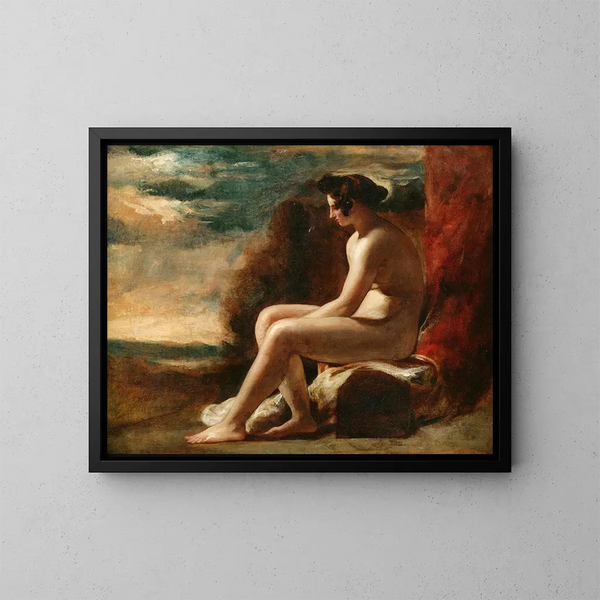 Nuu zittend in een landschap - William Etty — ingelijst kunstwerk aan de muur