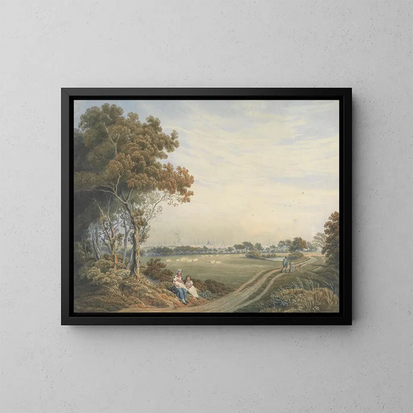 Een ver uitzicht op de stad Londen vanaf St John's Wood - William Frederick Wells — ingelijst kunstwerk aan de muur