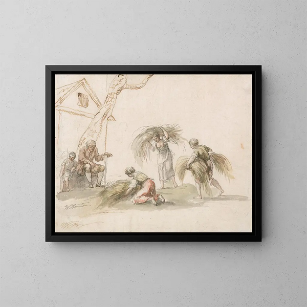 Figuren die oogsten - William Hamilton — ingelijst kunstwerk aan de muur