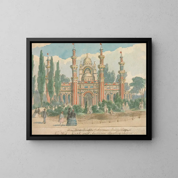 Tempel van de vuurwerkshow en saloon van het Amerikaanse gebouw - William Henry Brooke — ingelijst kunstwerk aan de muur