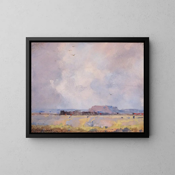 In het land van de plateaus met een bewoond pueblo - William Henry Holmes — ingelijst kunstwerk aan de muur