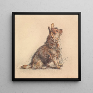 William Henry Hunt - A Terrier Sitting Looking Up to Right.webp
