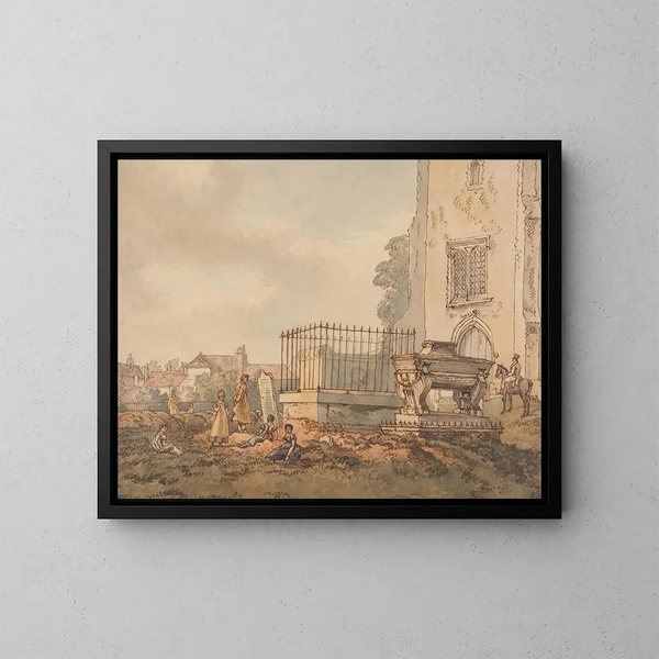 van het Cimetière de Bushey met de graven van Edridge Hearne en H. Monro - William Henry Hunt — ingelijst kunstwerk aan de muur