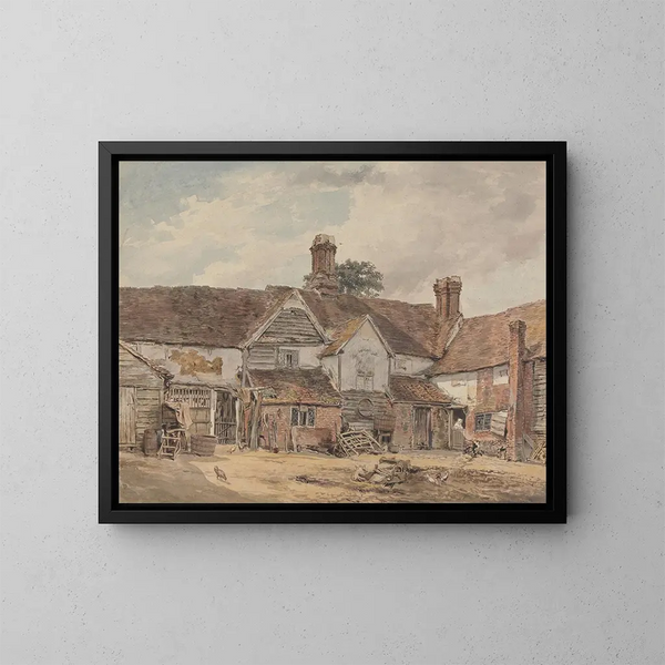 Oude boerderijen - William Henry Hunt — ingelijst kunstwerk aan de muur