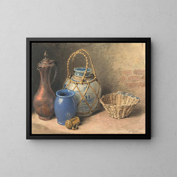 Natuurstudie met een pot gember - William Henry Hunt — ingelijst kunstwerk aan de muur