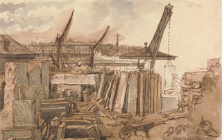 William Henry Hunt - The Building of Waterloo Bridge.webp