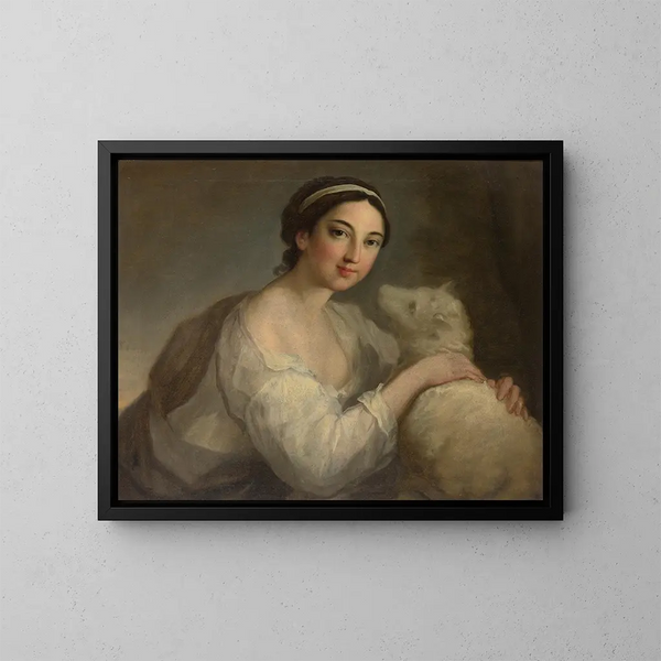 Een portret van een dame in onschuld - William Hoare de Bath — ingelijst kunstwerk aan de muur