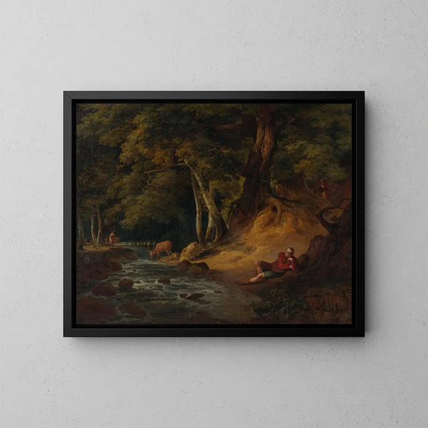 Jacques en de gewonde hert, Zoals u wilt, Acte II, Scène I - William Hodges — ingelijst kunstwerk aan de muur