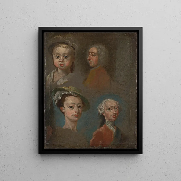 William Hogarth - Studies of Heads.webp
