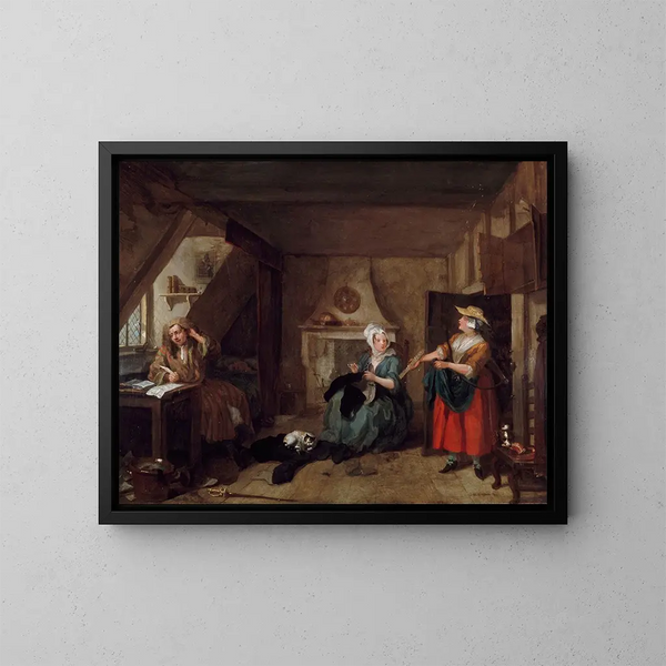 De dichter in nood - William Hogarth — ingelijst kunstwerk aan de muur