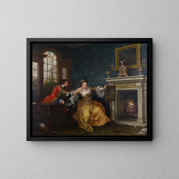 Het laatste risico van de dame - William Hogarth — ingelijst kunstwerk aan de muur
