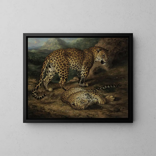 Twee luipaarden - William Huggins — ingelijst kunstwerk aan de muur