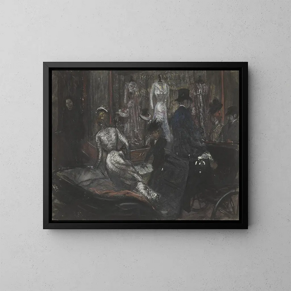 Bij de hoedenmakers - William James Glackens — ingelijst kunstwerk aan de muur