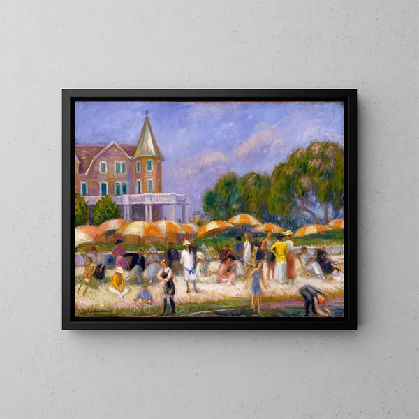 Parasols op het strand bij Blue Point - William James Glackens — ingelijst kunstwerk aan de muur