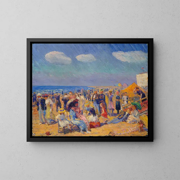 Menigte aan de rand van de zee - William James Glackens — ingelijst kunstwerk aan de muur